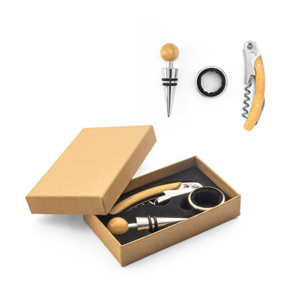 SAVORY. Bamboo and stainless steel wine set