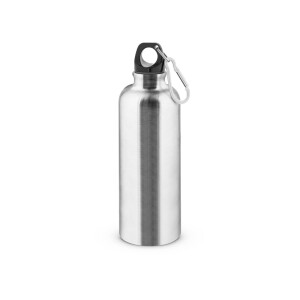 KELCE. Single-wall stainless steel bottle with carabiner clip 550 ml - Reklamnepredmety