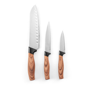 BAHARAT. Set of 3 kitchen knives with stainless steel blades and ergonomic handles - Reklamnepredmety