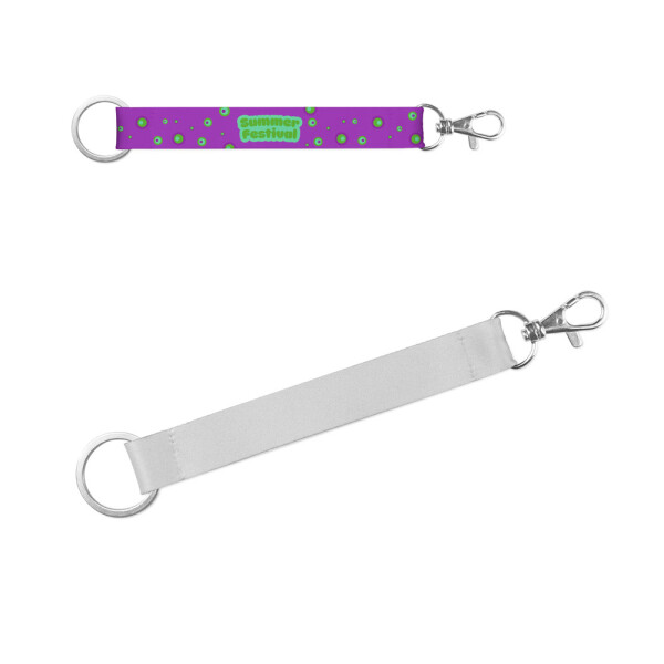 CRAWLEY. Short polyester lanyard for sublimation printing with standard ring and carabiner clip