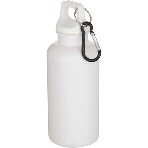 Oregon 400 ml solid colour RCS recycled plastic water bottle with carabiner  - Reklamnepredmety