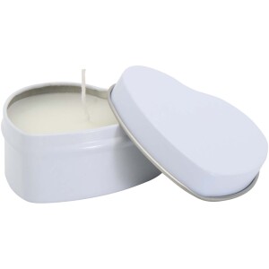 Blissful heart-shaped tin candle with vanilla aroma - Reklamnepredmety
