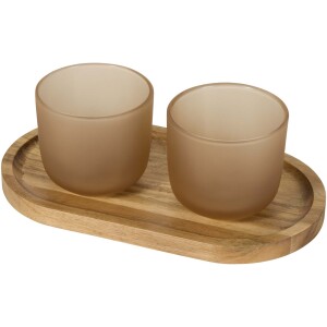 Male wooden serving tray and glass cups set - Reklamnepredmety
