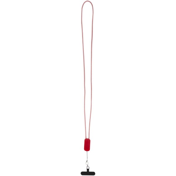 Anser recycled plastic smartphone lanyard with 27W 5-in-1 built-in cable