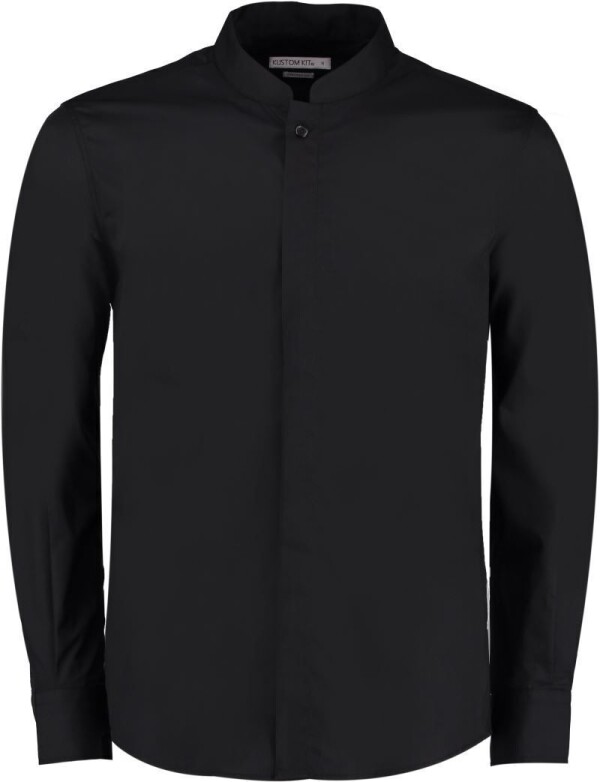 Poplin shirt with Mao collar long-sleeve KK 161