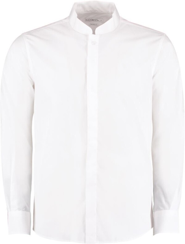 Poplin shirt with Mao collar long-sleeve KK 161