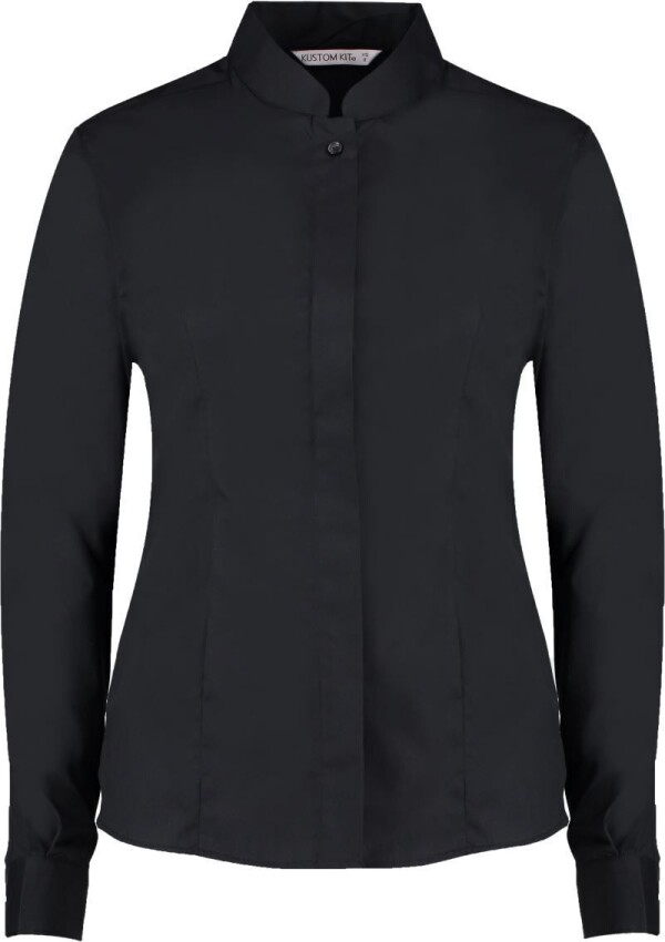 Poplin blouse with a Mao collar long-sleeve KK 261