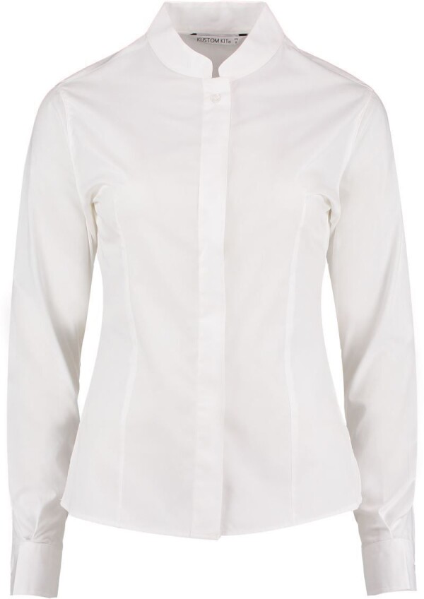 Poplin blouse with a Mao collar long-sleeve KK 261