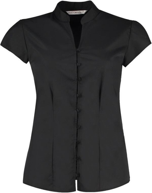 Poplin Blouse with Mao collar shortsleeve KK 727