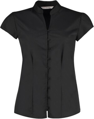 Poplin Blouse with Mao collar shortsleeve KK 727 - Reklamnepredmety