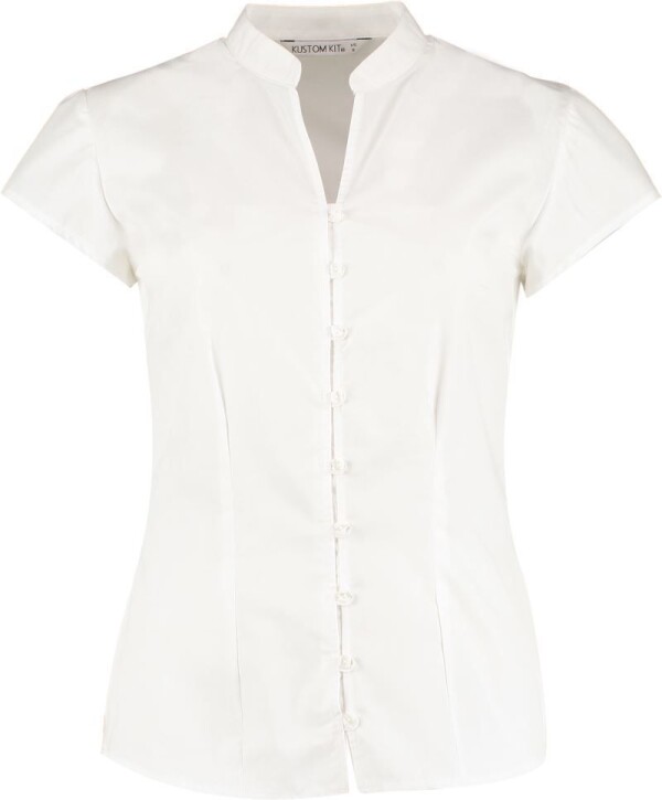 Poplin Blouse with Mao collar shortsleeve KK 727