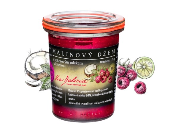 Raspberry jam with coconut milk and lime