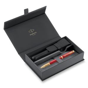 Darčeková kazeta Parker IM Premium Red GT - súprava roller a puzdro - Reklamnepredmety