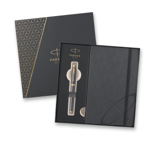 Darčeková kazeta Parker IM Core Grey GT - súprava plniace pero a zápisník - Reklamnepredmety