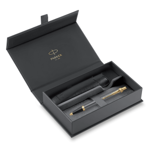 Darčeková kazeta Parker IM Core Grey GT - súprava guľôčkové pero a puzdro - Reklamnepredmety
