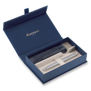 Darčeková kazeta Waterman Hémisphère Stainless Steel CT - súprava guľôčkové pero a puzdro - Reklamnepredmety