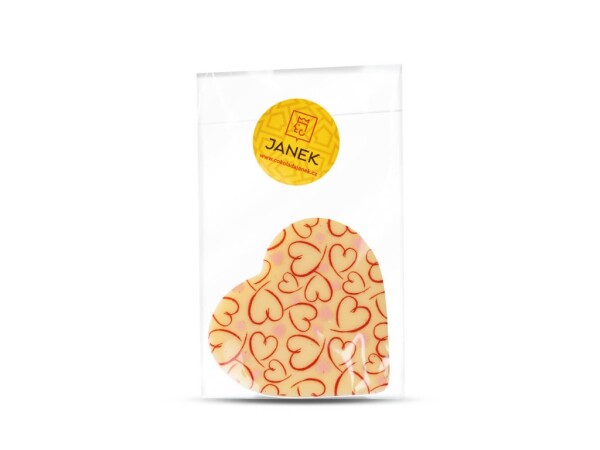 White Valentine's Day chocolate heart with print