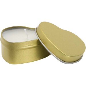 Blissful heart-shaped tin candle with vanilla aroma - Reklamnepredmety