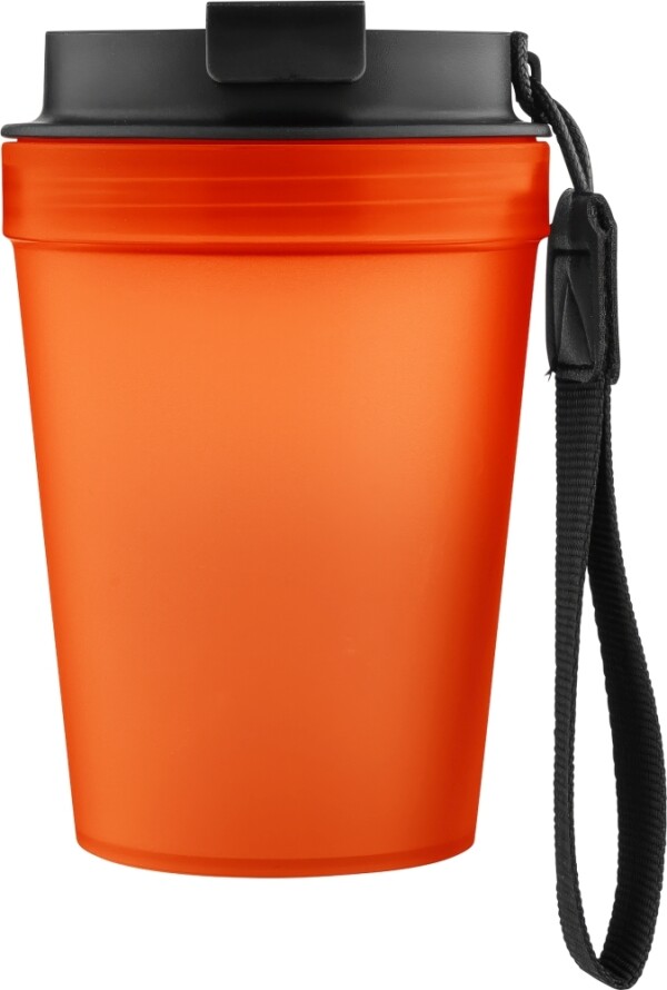 Single-walled thermos mug with wrist strap 350 ml