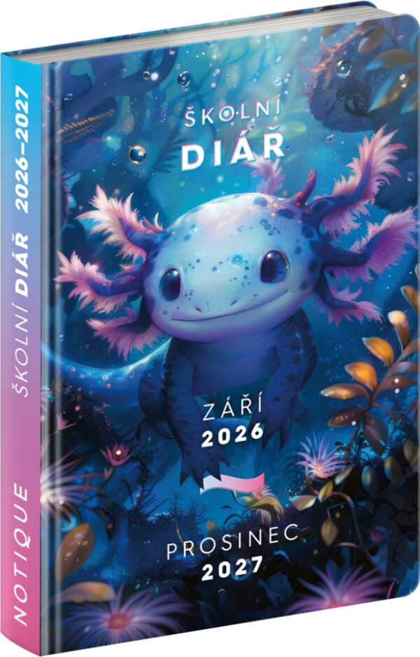 NOTIQUE School diary Axolotl CZ (September 2026 – December 2027), 9.8 x 14.5 cm