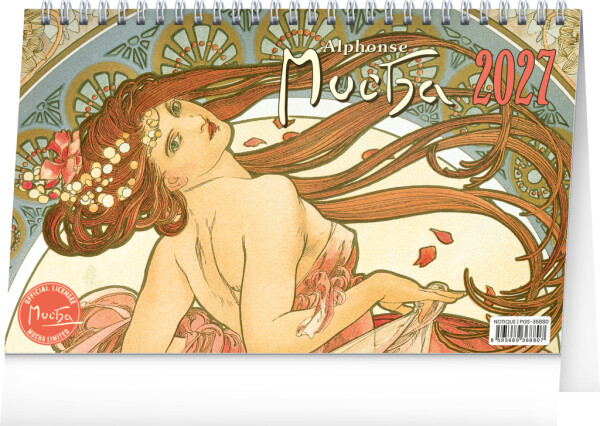 NOTIQUE Tischkalender Alfons Mucha CZ 2027, 23,1 x 14,5 cm