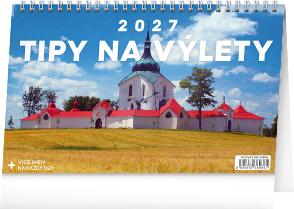 NOTIQUE Desk Calendar Trip Tips CZ 2027, 23.1 x 14.5 cm