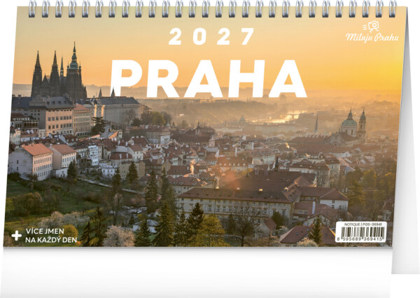 NOTIQUE Desk Calendar Prague – I Love Prague CZ 2027, 23.1 x 14.5 cm