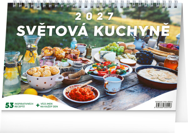 NOTIQUE Desk Calendar World Cuisine CZ 2027, 23.1 x 14.5 cm