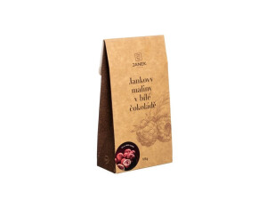 JANK'S raspberries in white chocolate 125 g - Reklamnepredmety