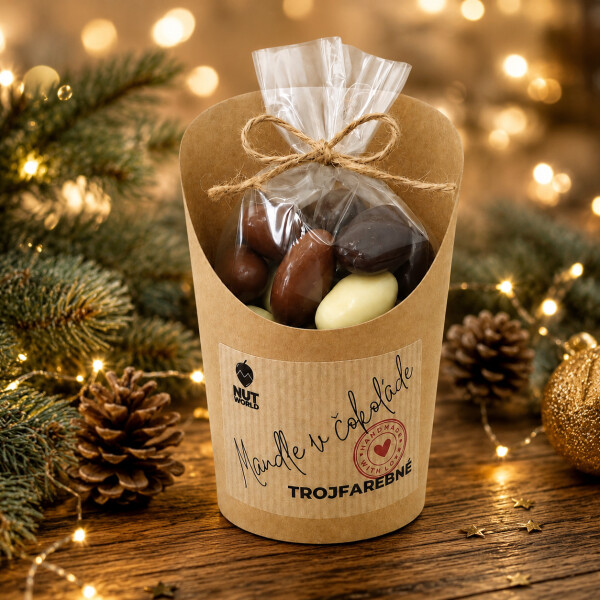 Almonds TRI-COLOR in cellophane and cup 180 g