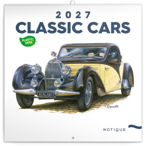 NOTIQUE Classic Cars Notepad – Václav Zapadlík 2027, PLASTIC FREE, 30 x 30 cm - Reklamnepredmety