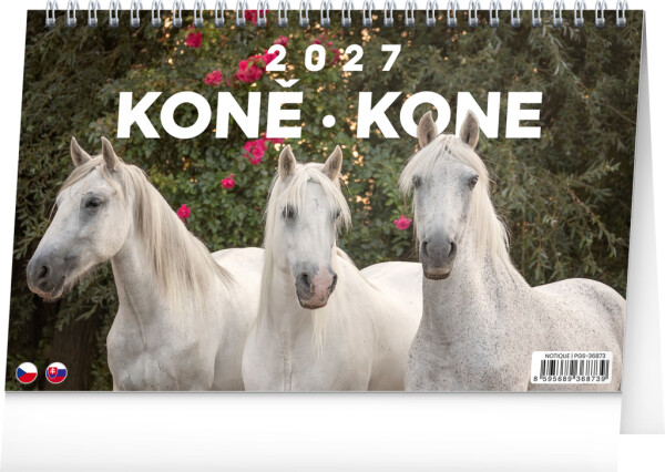 NOTIQUE Table calendar Horses - Horses CZ/SK 2027, 23.1 x 14.5 cm