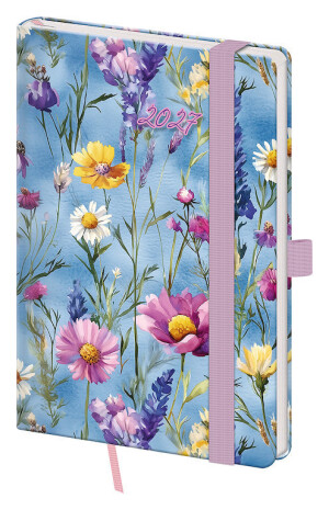 Pocket diary A6 Vario Wildflowers with elastic band - Reklamnepredmety