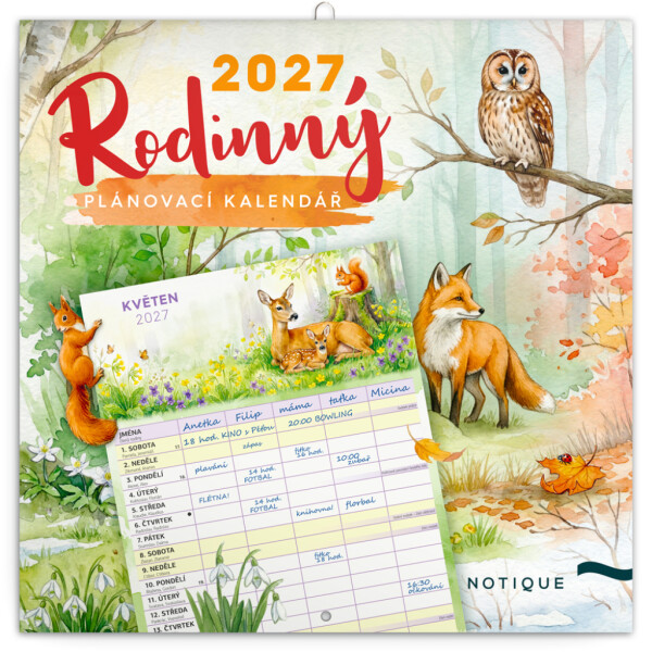 NOTIQUE Family planning calendar Animals CZ 2027, 30 x 30 cm