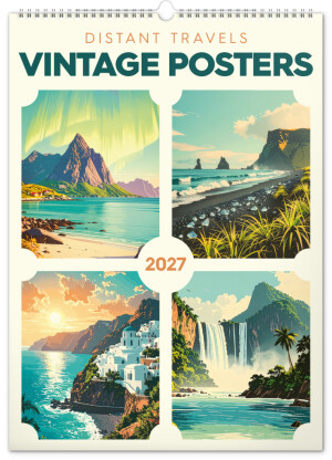 NOTIQUE Wall Calendar Vintage Posters - Faraway Lands 2027, 33 x 46 cm - Reklamnepredmety