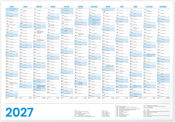 NOTIQUE Annual calendar CZ 2027, B1, 96.4 x 67 cm
