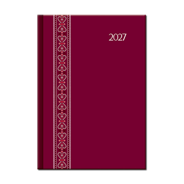 Daily diary A5 FOLK red 2027