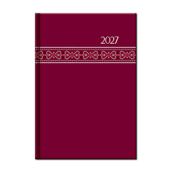 Weekly diary A5 FOLK red 2027