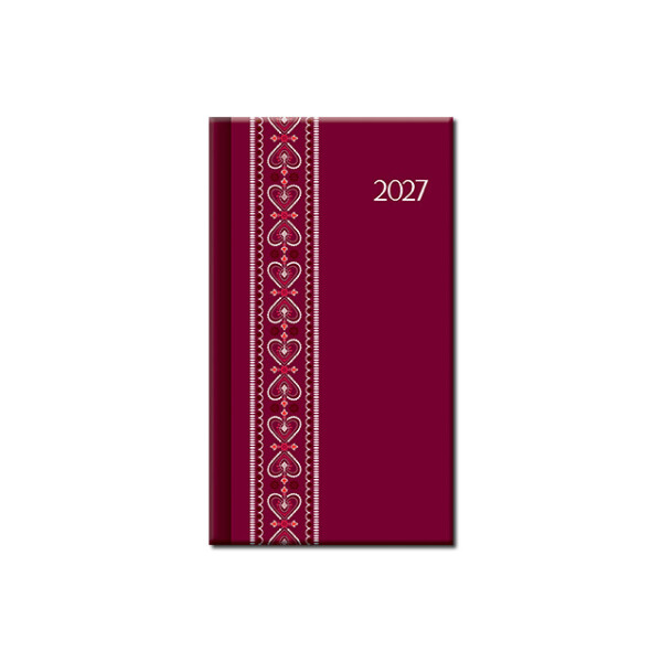 Mini diary A6 FOLK red 2027