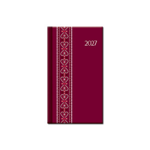 Mini diary A6 FOLK red 2027