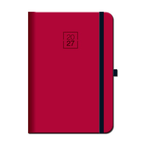 Daily diary A5 FLORENCIA red with elastic band 2027 - Reklamnepredmety