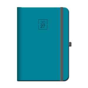 Daily diary A5 FLORENCIA turquoise with elastic band 2027 - Reklamnepredmety
