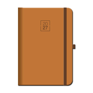 Daily diary A5 FLORENCIA brown with elastic band 2027 - Reklamnepredmety
