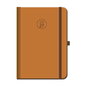 Weekly diary A5 FLORENCIA brown with elastic band 2027 - Reklamnepredmety