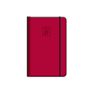 Mini diary A6 FLORENCIA red with elastic band 2027 - Reklamnepredmety