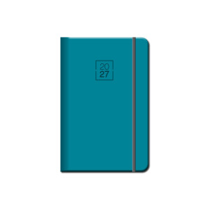 Mini diary A6 FLORENCIA turquoise with elastic band 2027 - Reklamnepredmety