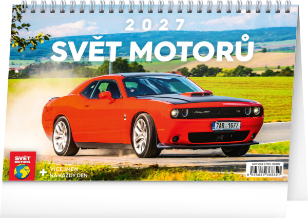 NOTIQUE Desk calendar World of Motors CZ 2027, 23.1 x 14.5 cm