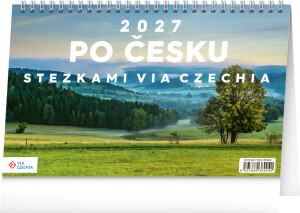 NOTIQUE Desk calendar Around the Czech Republic on footpaths Via Czechia CZ 2027, 23.1 x 14.5 cm - Reklamnepredmety