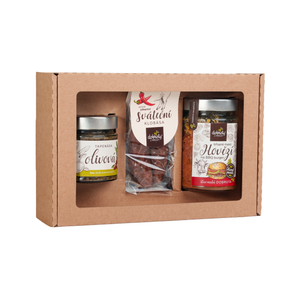 Gift set – BBQ pulled beef, Olive tapenade and mildly spicy holiday sausage