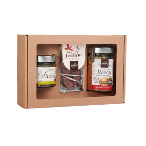 Gift set – BBQ pulled beef, Olive tapenade and mildly spicy holiday sausage - Reklamnepredmety
